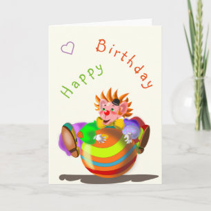 Happy Clown Funny Birthday Card - Customizable