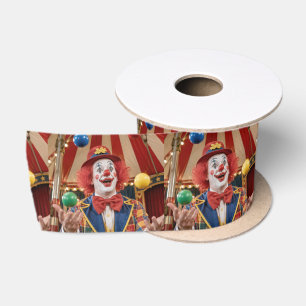 Happy Clown Juggling Colorful Balls Satin Ribbon