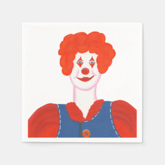 Happy Clown Red Hair Birthday Paper Napkins