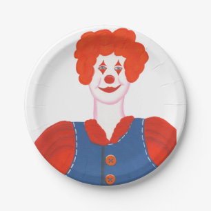 Happy Clown Red Hair Birthday Plates
