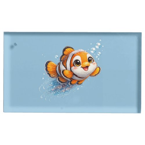 Happy Clownfish Tropical Sea Life Illustration Place Card Holder
