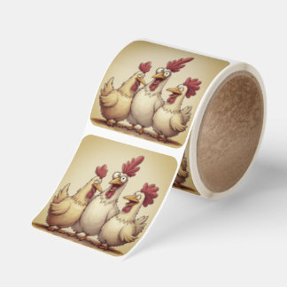 Happy clucking hens square sticker