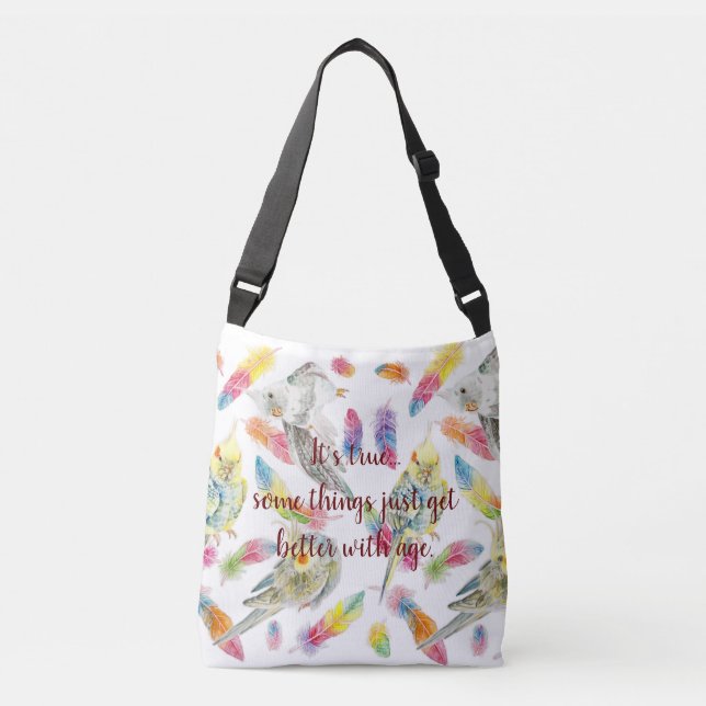 Happy cockatiel's life crossbody bag (Front)