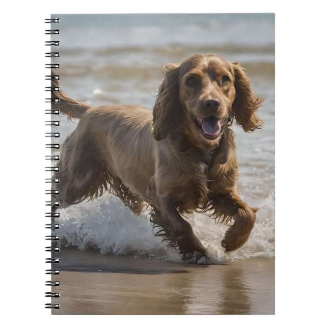 Happy Cocker Spaniel Beach Fun Day,  Notebook (Front)