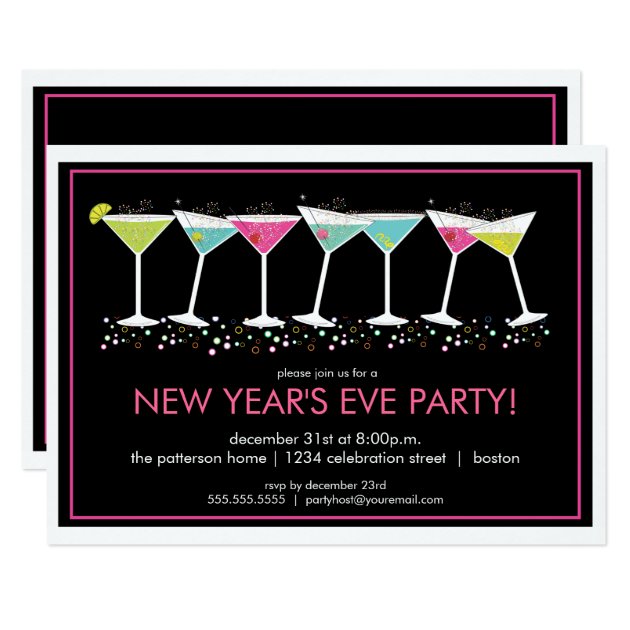 Happy Cocktails New Years Eve Party Invitation