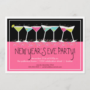 Happy Cocktails New Years Eve Party Invitation