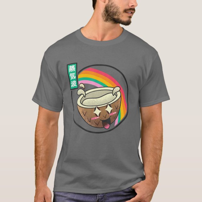 Happy Coconut Digital Japan Style 80S Otaku Vaporw T-Shirt (Front)