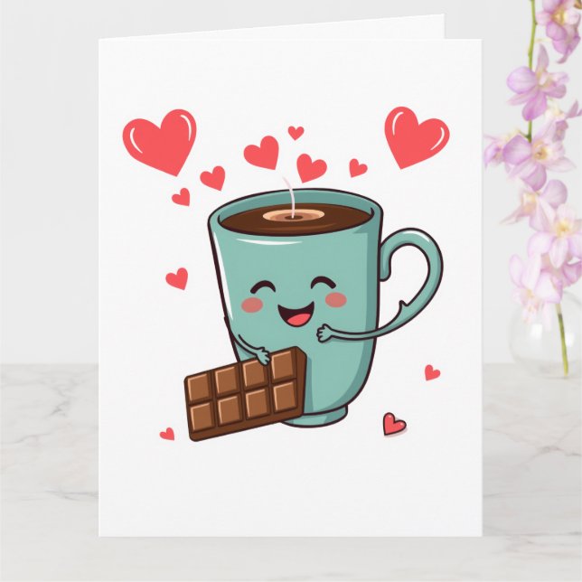 Happy Coffee & Chocolate – Cute Valentine Card (Orchid)