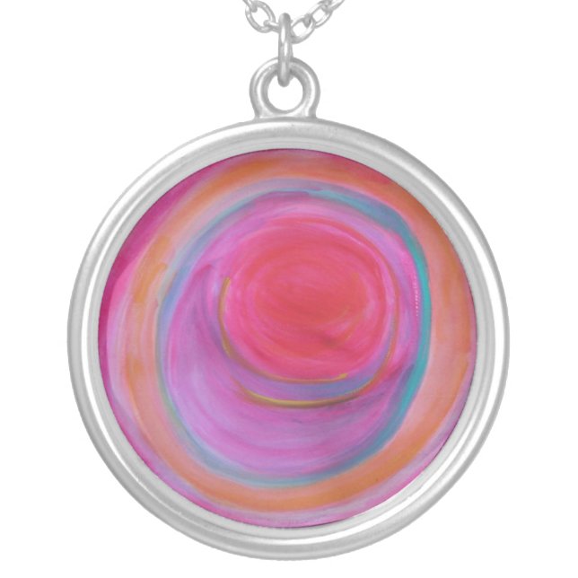 Happy Coloerful Bulls Eye Neckles Silver Plated Necklace (Front)