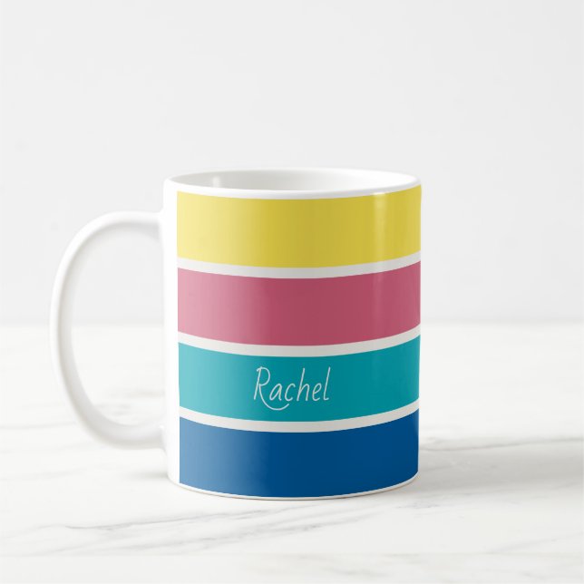 Happy Color Palette Block Stripe Coffee Mug (Left)