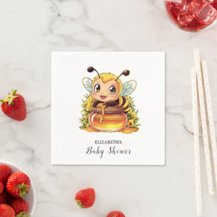 Happy Colorful Bee Baby Shower Napkins