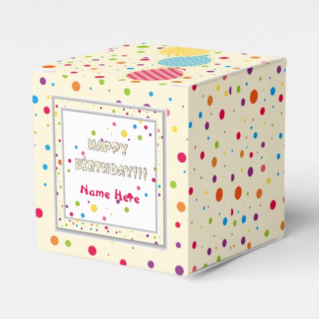 Happy Colorful Birthday Favor Box (Front Side)
