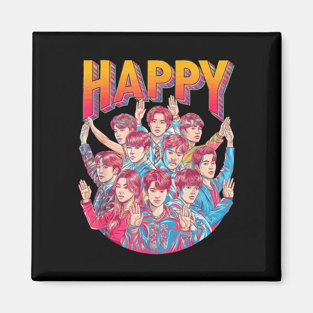 Happy colorful bubble letter design  magnet (Front)