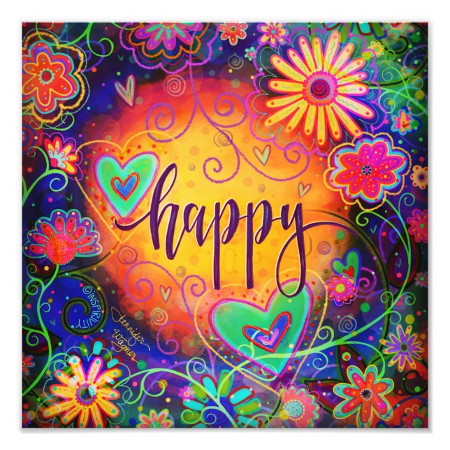 Happy. Colorful Cheerful Inspirivity Photo Print (Front)