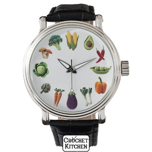 Happy Colorful Crochet Vegetable Mushroom Collage  Watch