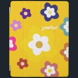 Happy Colorful Daisy Flowers Personalized-Yellow iPad Smart Cover<br><div class="desc">Protect your iPad,  iPad-air,  iPad-mini with this cute whimsical happy daisy flowers cover with a place to put your name/initials on. To change the font or background color just click the "Customize it" button.</div>