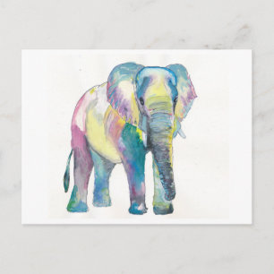 Happy Colorful Elephant Postcard