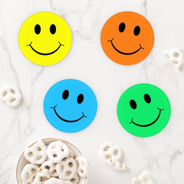 Happy Colorful Face Graphic Coaster Set (In Situ)
