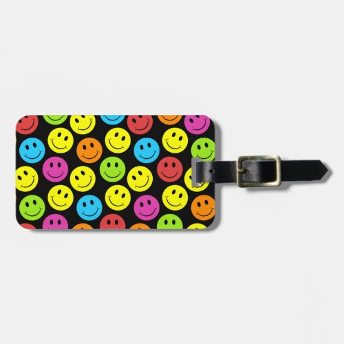 Happy Colorful Faces Pattern Luggage Tag