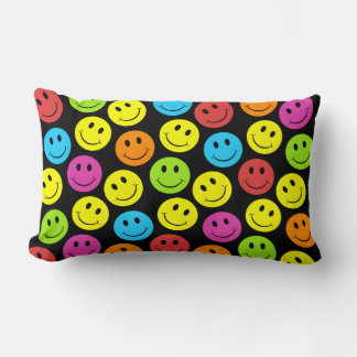 Happy Colorful Faces Pattern Lumbar Pillow