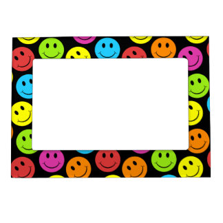 Happy Colorful Faces Pattern Magnetic Photo Frame