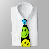 Happy Colorful Faces Pattern Tie (Tied)