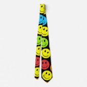 Happy Colorful Faces Pattern Tie (Back)