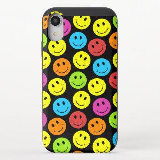 Happy Colorful Faces Pattern iPhone XR Slider Case
