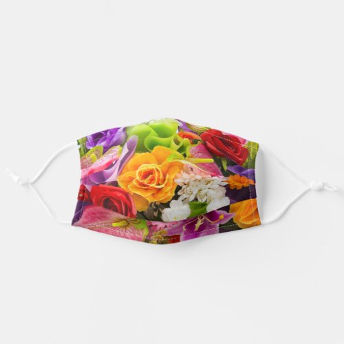 Happy Colorful Flowers Comfortable Womens Adult Cloth Face Mask