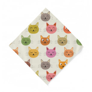 Happy  Colorful kawaii Cartoon Cats pattern    Bandana