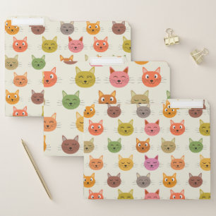 Happy  Colorful kawaii Cartoon Cats pattern    File Folder