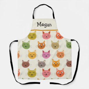 Happy Colorful kawaii Cartoon Cats personalized Apron