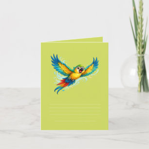 Happy Colorful Parrot in Flight Kawaii Bird Design Invitation