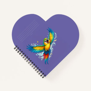 Happy Colorful Parrot in Flight Kawaii Bird Design Notebook