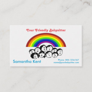 Happy Colorful Rainbow Children Babysitter Business Card