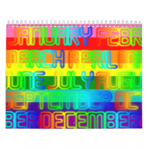 Happy Colorful Rainbow Colors Typography Calendar