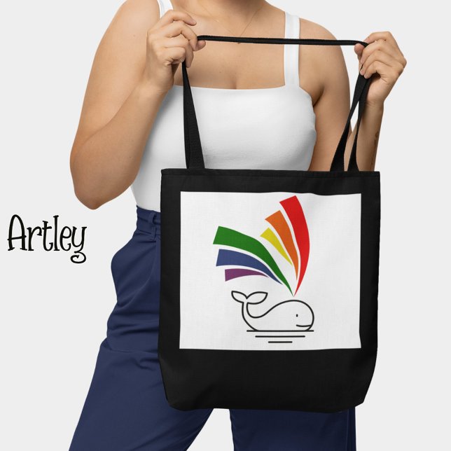 Happy Colorful Rainbow Gay Pride Whale  Tote Bag (Creator Uploaded)