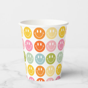 Happy Colorful Smiling Faces Paper Cups