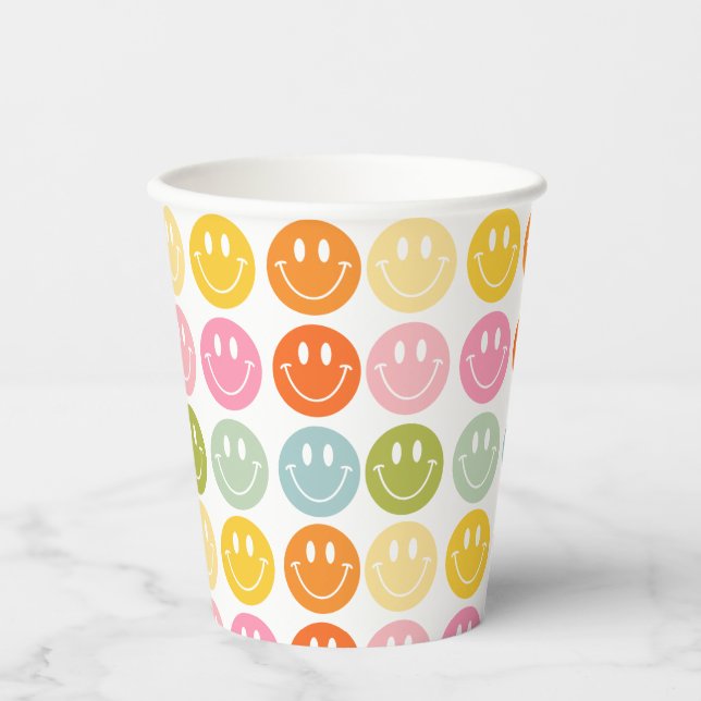 Happy Colorful  Smiling Faces Paper Cups (Front)