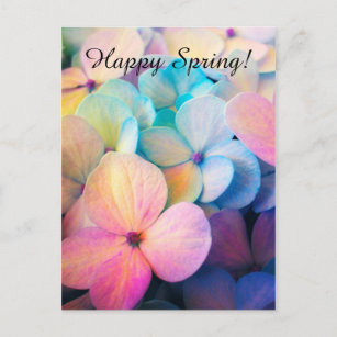 Happy Colorful Spring Flowers Postcard