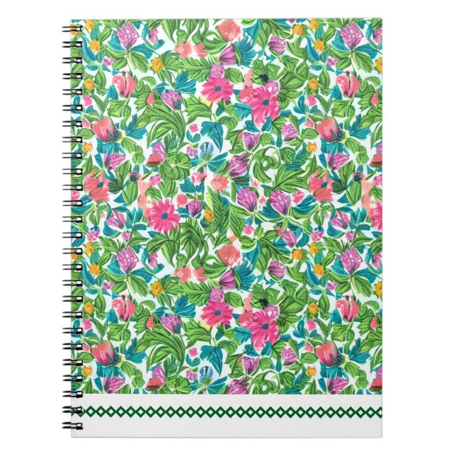 Happy colorful summer pattern botanical artwork notebook (Front)