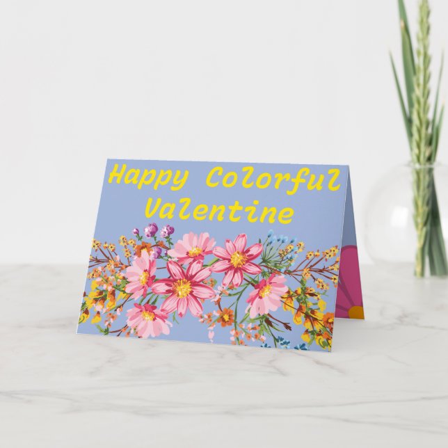 Happy colorful valentine postcard (Front)