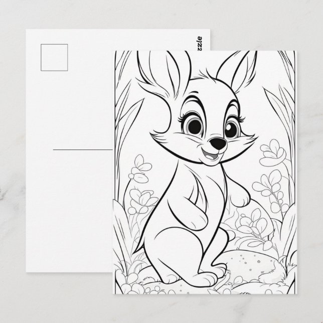 Happy Coloring Page Postcard (Front/Back)