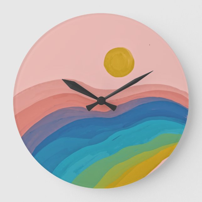 Happy Colors - Abstract Art Painting Colorful Large Clock (Front)