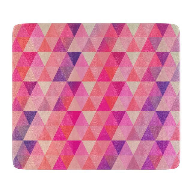 Happy Colors Geometric Triangles Pattern Cutting Board (Front)