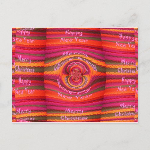 Happy Colors Merry Christmas Happy New Year  Desig Holiday Postcard