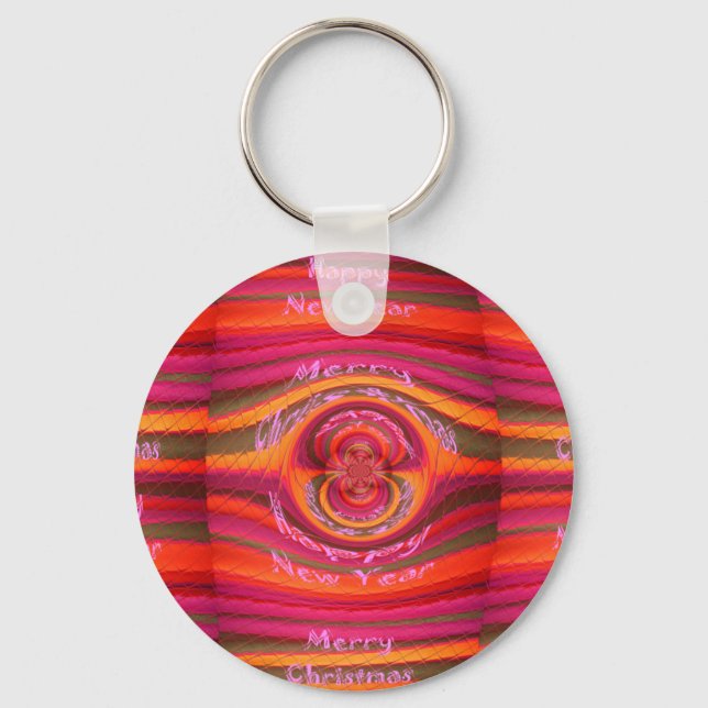Happy Colors Merry Christmas Happy New Year  Desig Keychain (Front)
