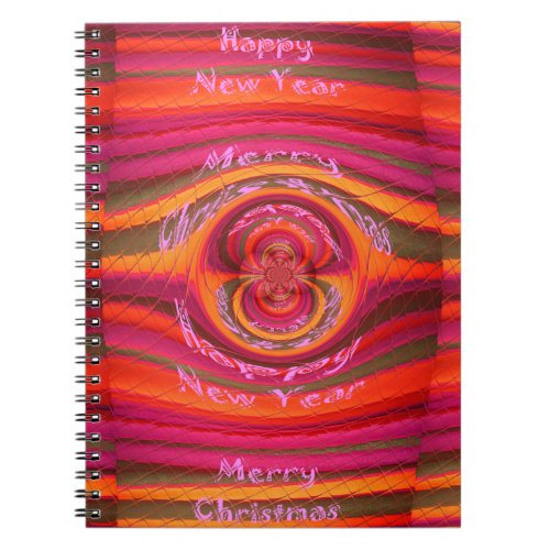 Happy Colors Merry Christmas Happy New Year  Desig Notebook