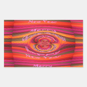 Happy Colors Merry Christmas Happy New Year Desig Rectangular Sticker
