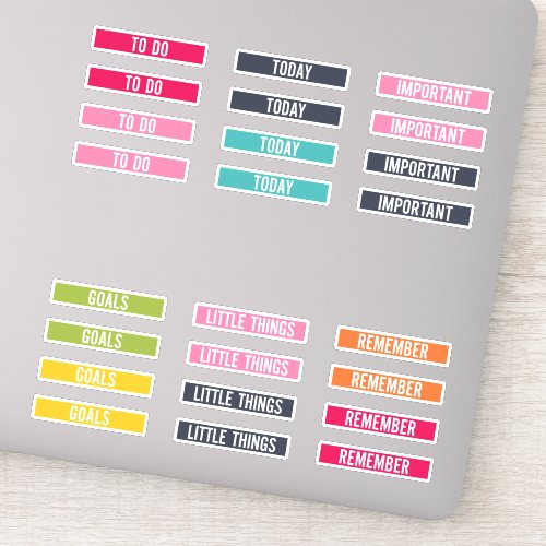Custom Vinyl Stickers 10 Happy Colors | Reminder To Do Planner Stickers